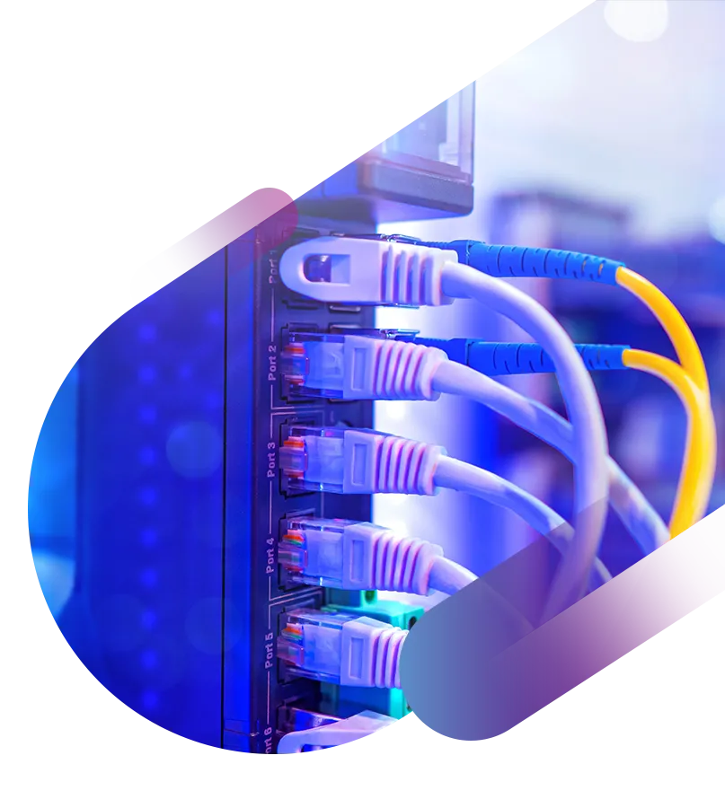 ethernet cables plugged into a modem with tidy wire management